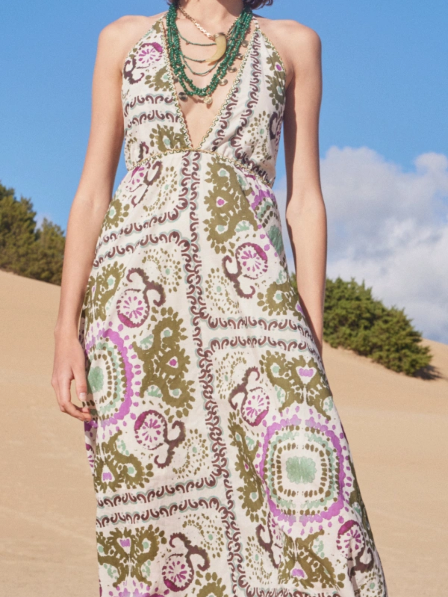 Vestido estampado largo