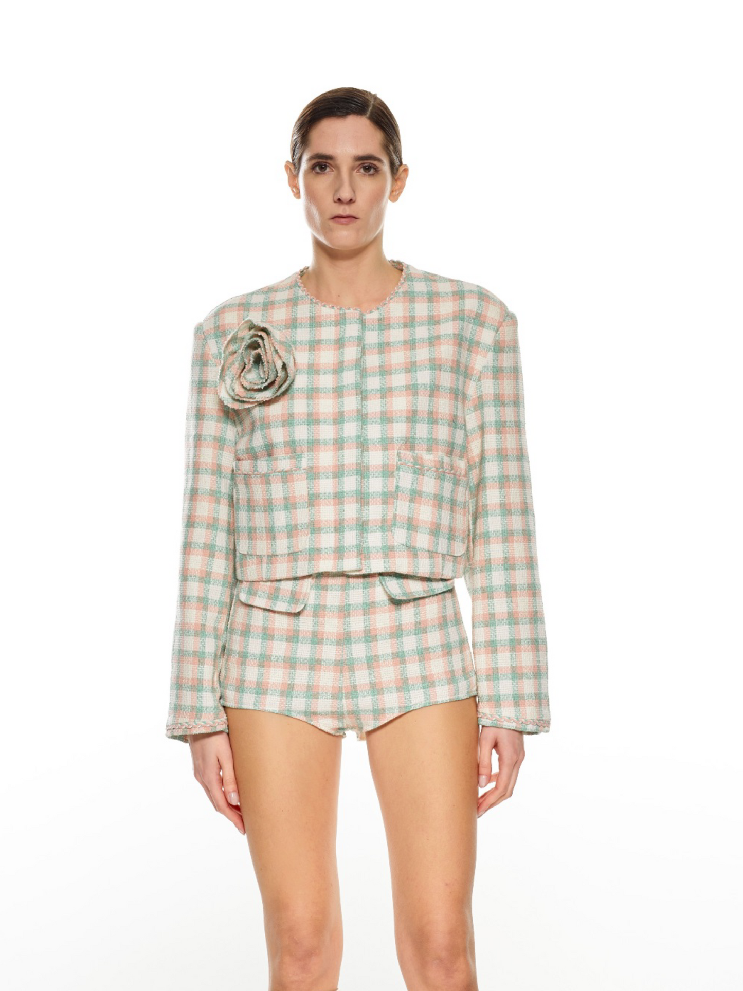 Chaqueta tweed flores