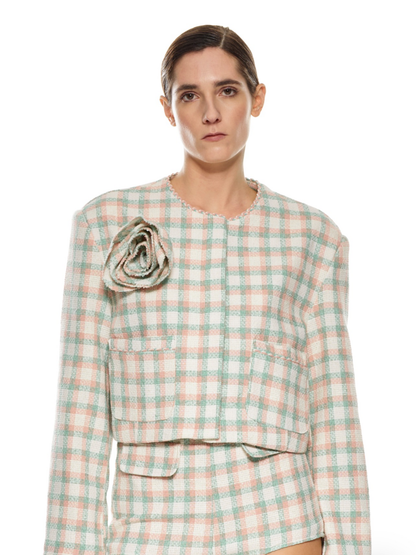 Chaqueta tweed flores