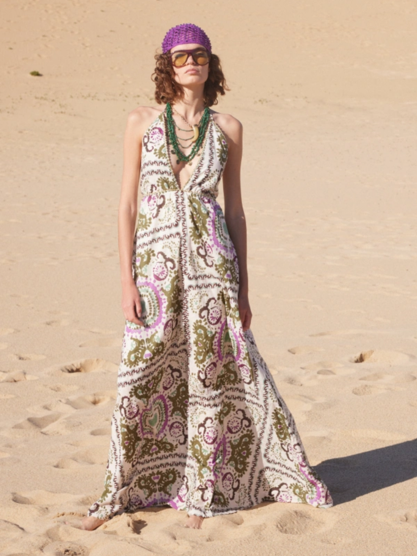 Vestido estampado largo