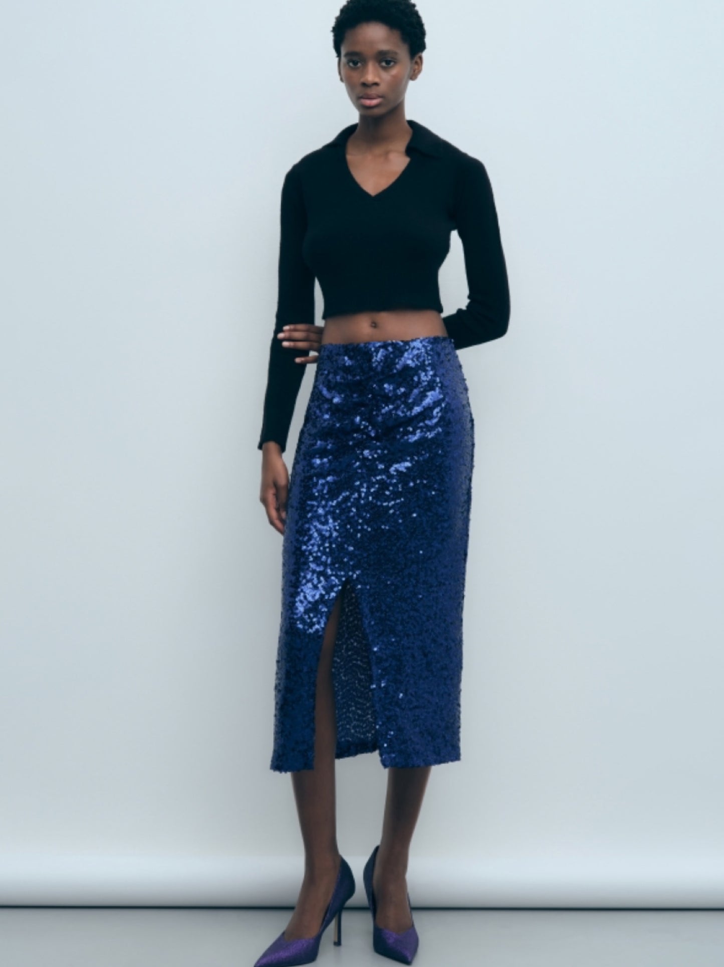 Falda lentejuelas midi