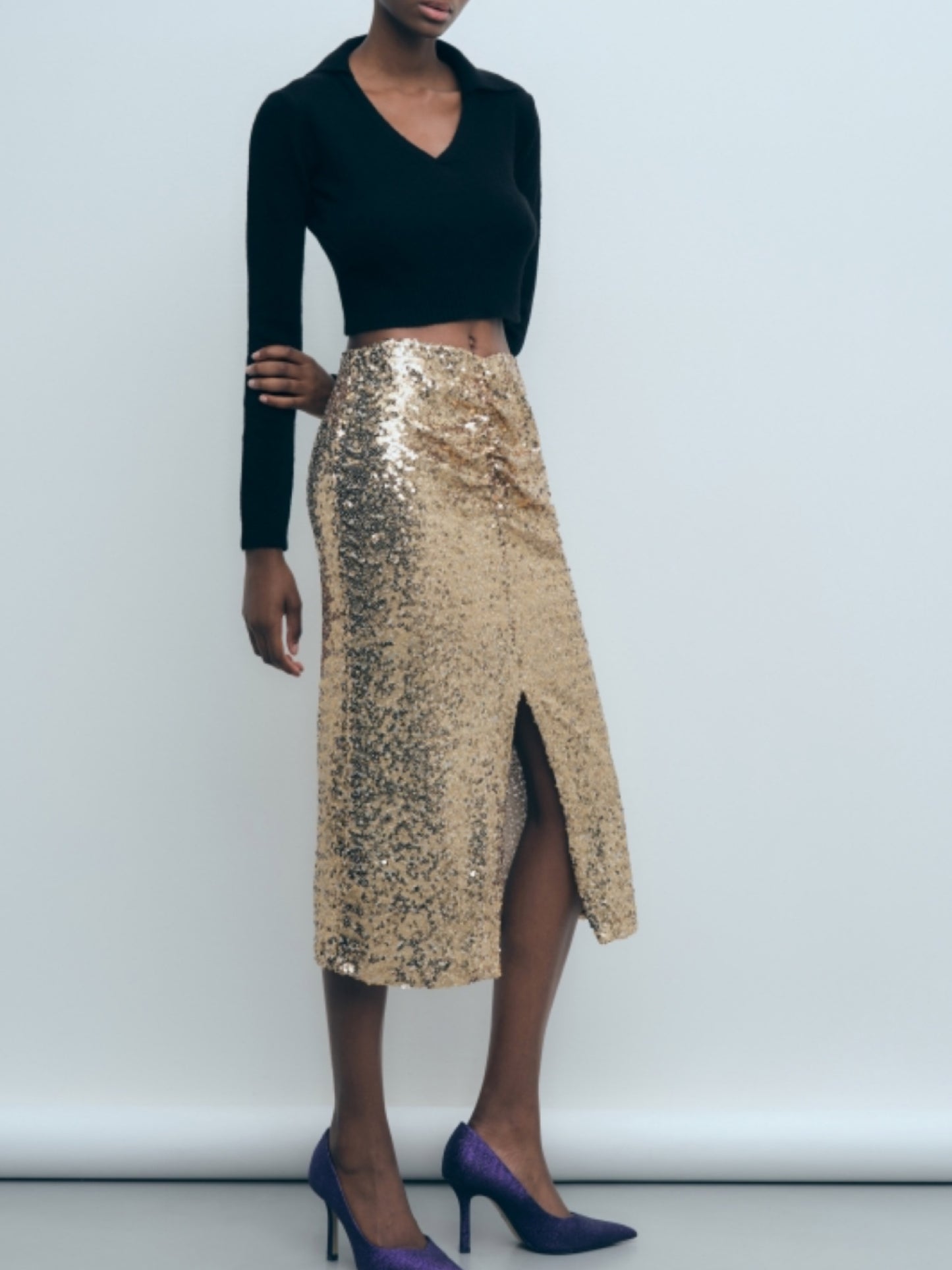 Falda lentejuelas midi
