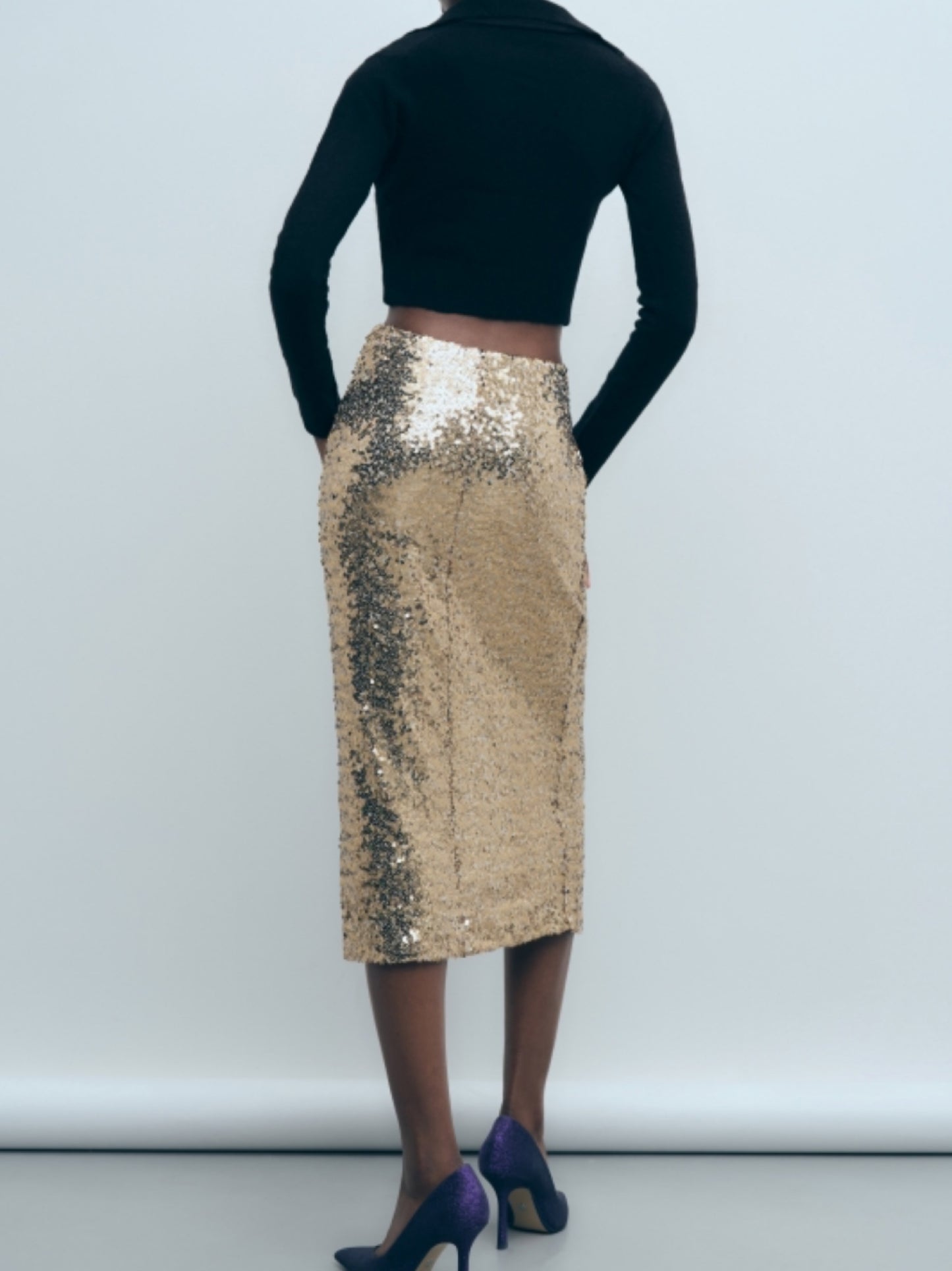 Falda lentejuelas midi