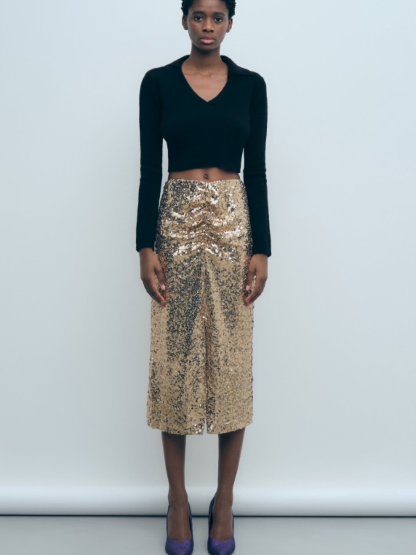 Falda lentejuelas midi