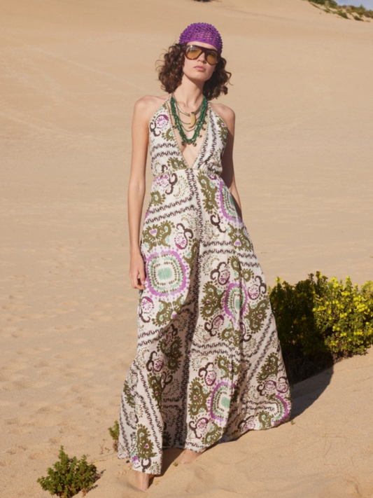 Vestido estampado largo
