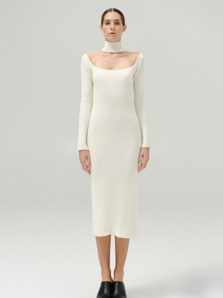 Vestido punto cinta cuello