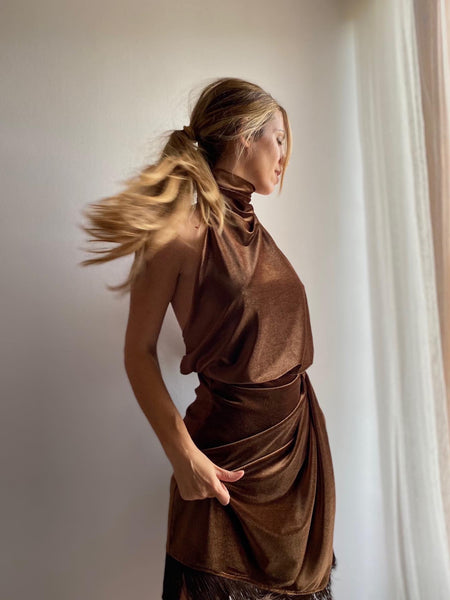 Vestido Terciopelo flecos