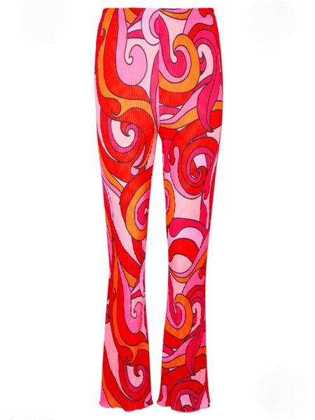 Pink swirl plisse Trousers